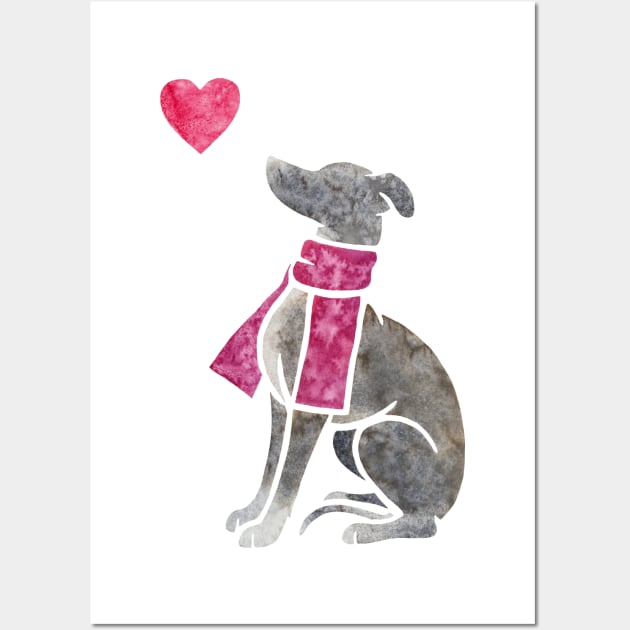 Watercolour Italian Greyhound dog Wall Art by animalartbyjess